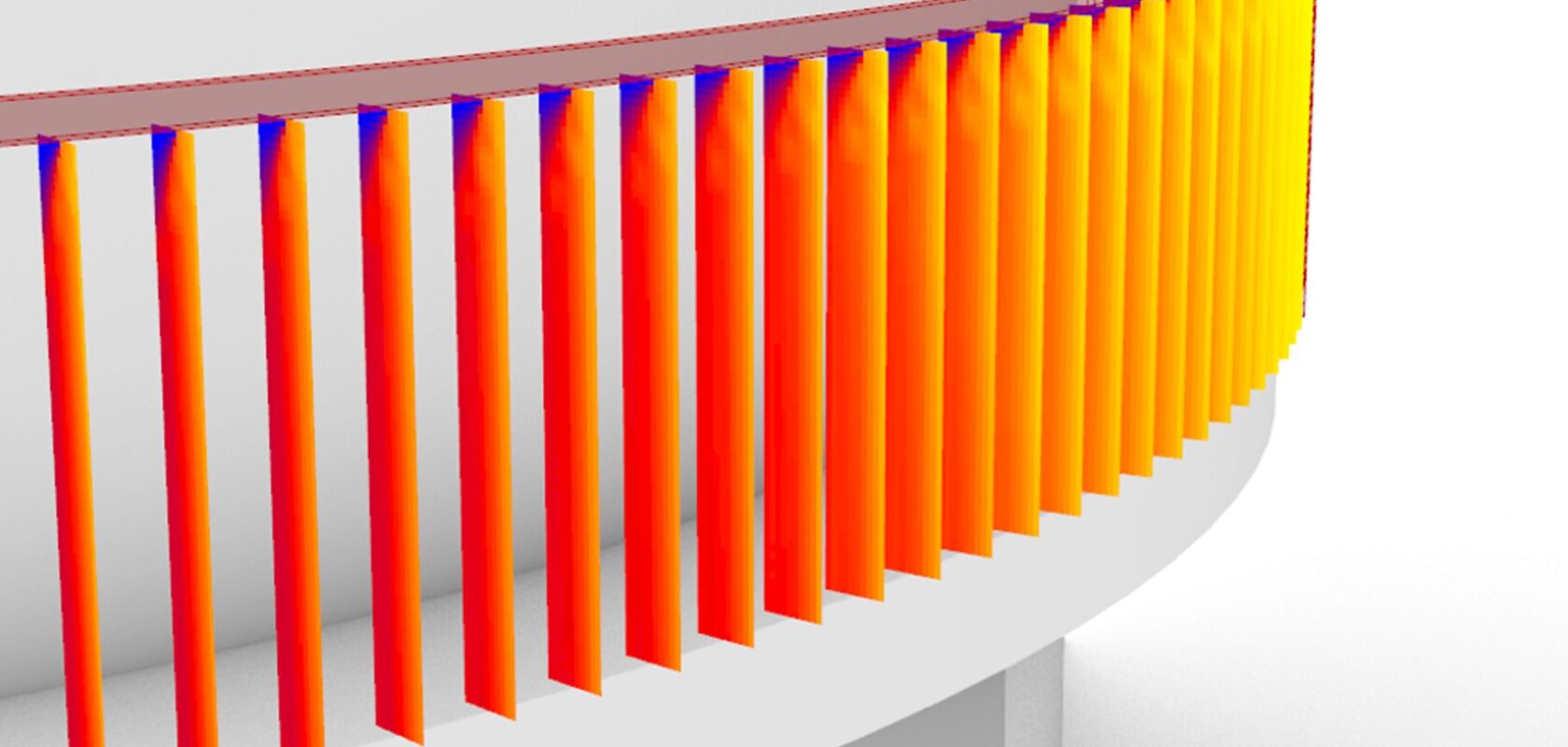 simulation of sunlight exposure on a facade with louvres