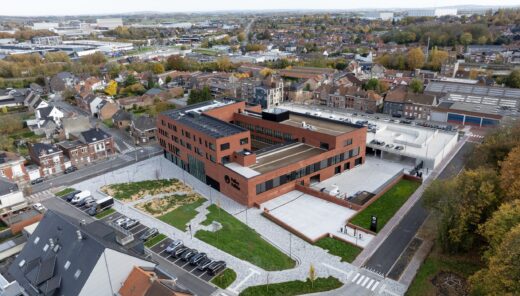 aerial photo of the new police station of Mouscron