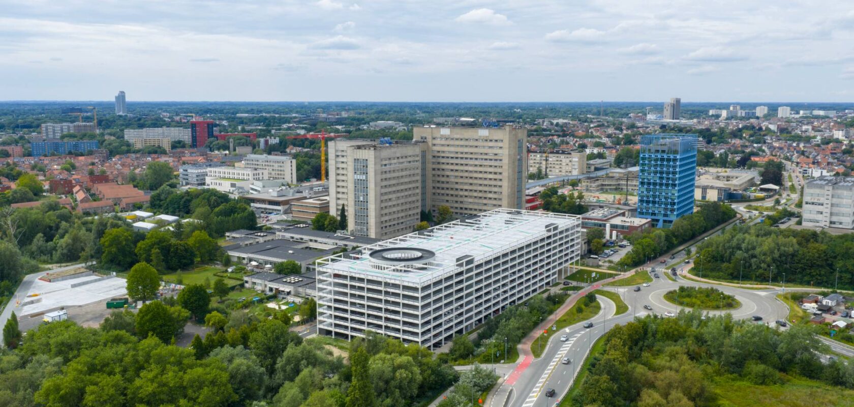 aerial image of the UZ Gent university hospital campus