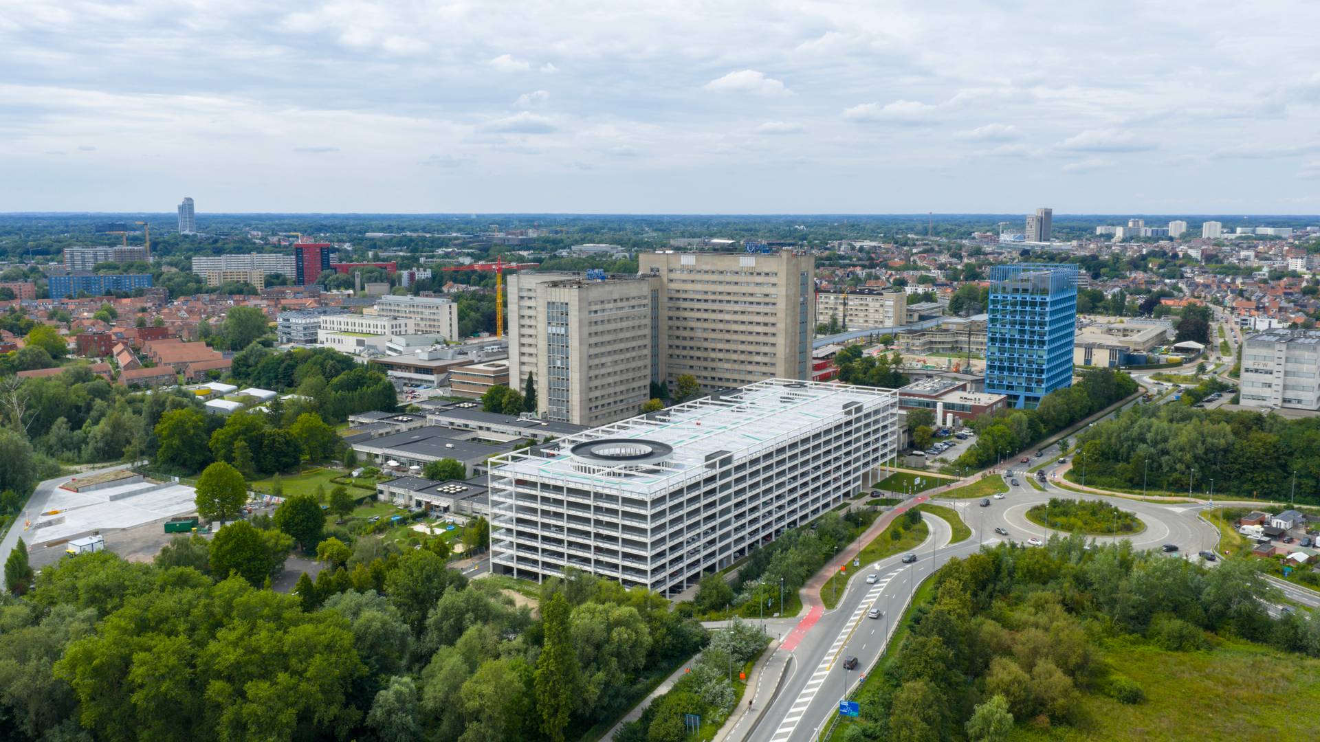 aerial image of the UZ Gent university hospital campus