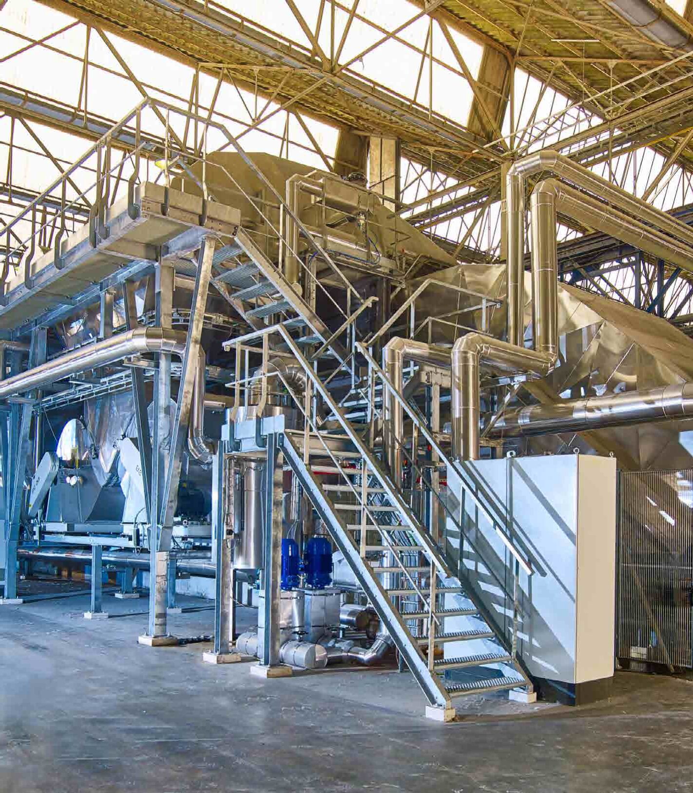 photo of a dryer installation in the factory of Etex in Tisselt