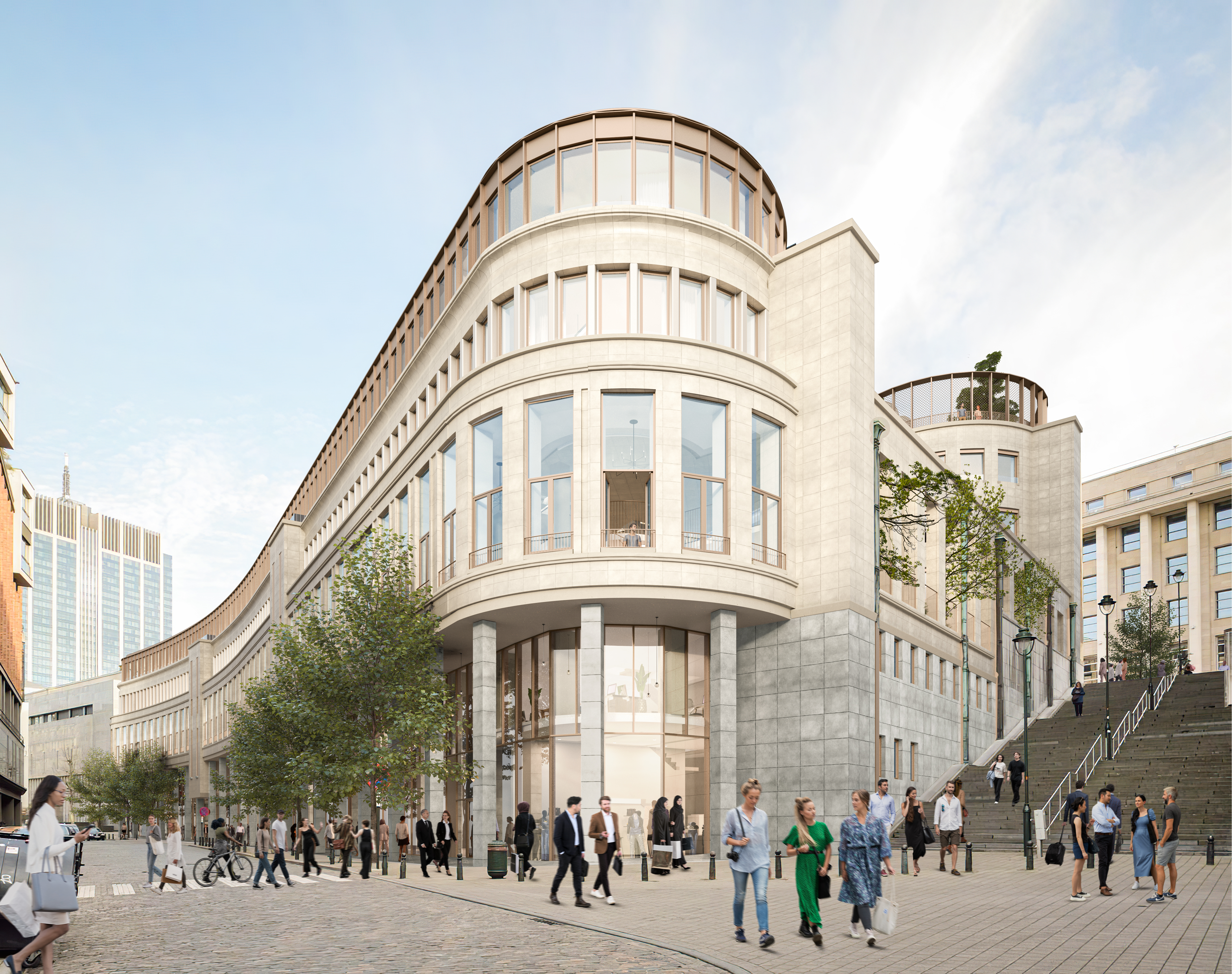 vooraanzicht van het nieuwe gebouw Drukkerij Nationale Bank