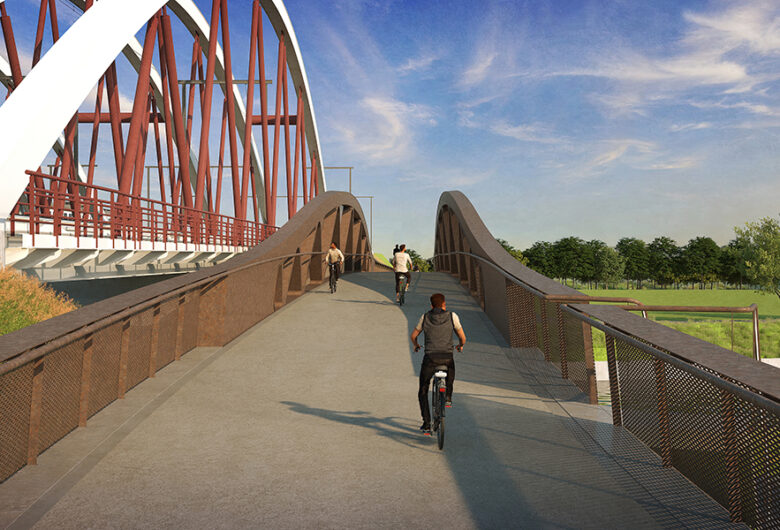 Stalen fietsbrug over het Schipdonkkanaal